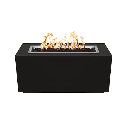 The Outdoor Plus 60 Rectangular Pismo Fire Pit, Powder Coated Metal, Black, Match Lit with Flame Sense, Liquid Propane OPT-R6024PCRFSML-BLK-LP